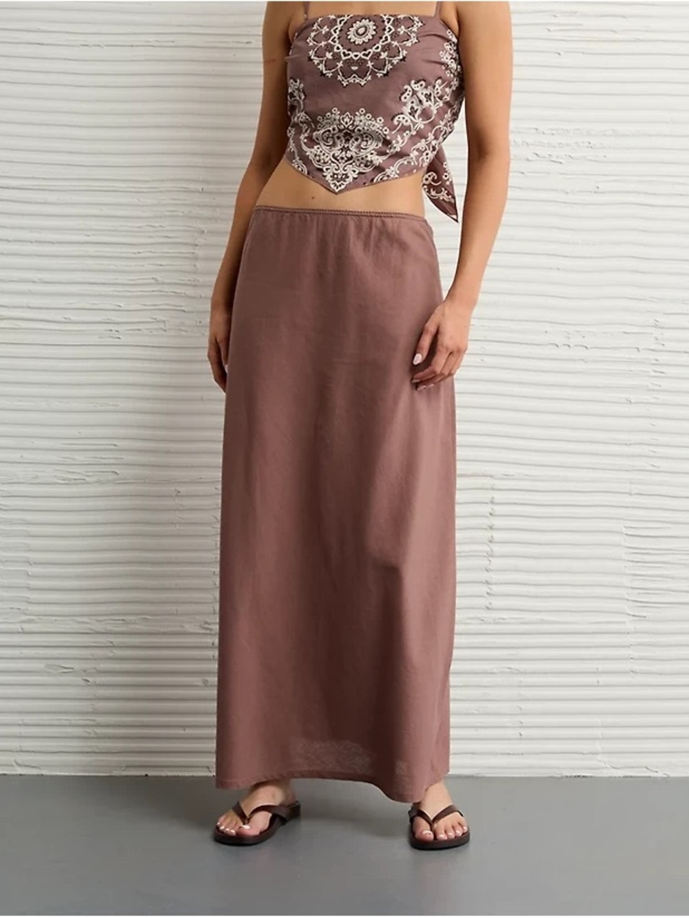 AE High-Waisted Linen-Blend Maxi Skirt